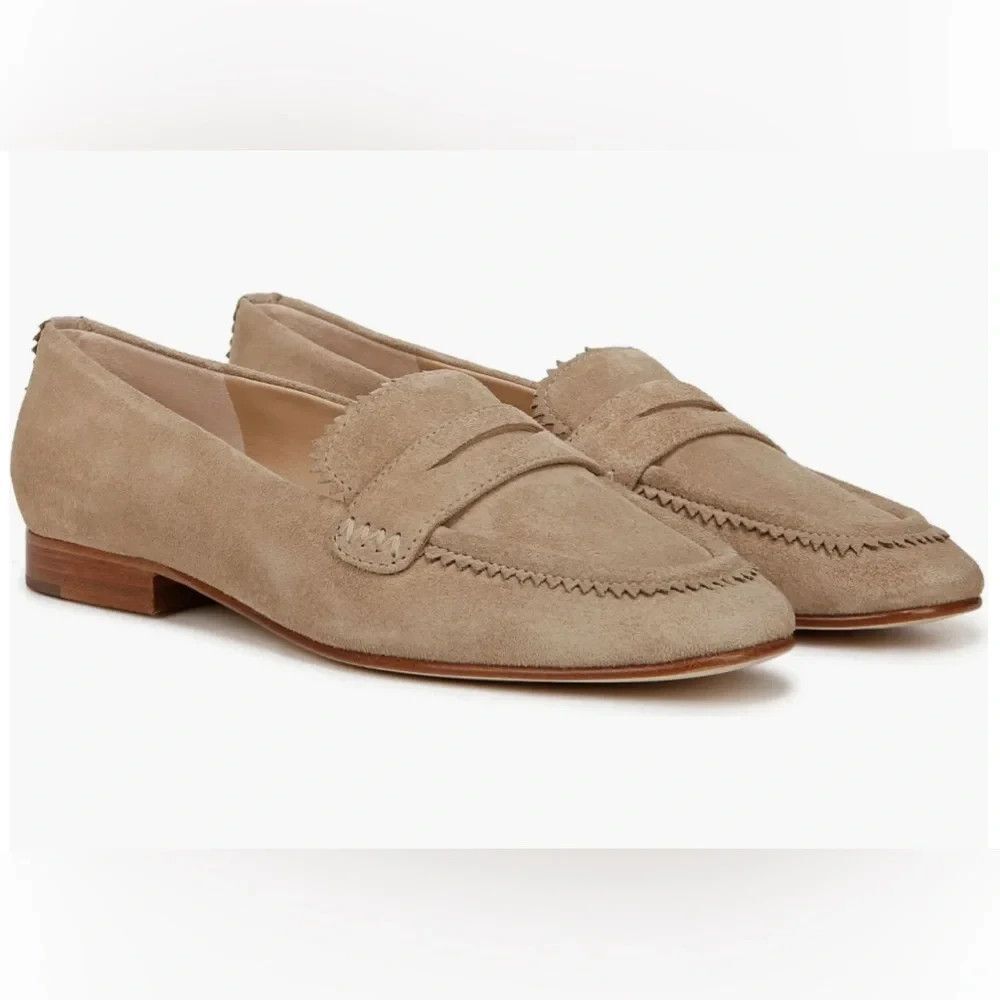 Veronica Beard Suede Penny Loafer in Sand Color Size 9.5 new